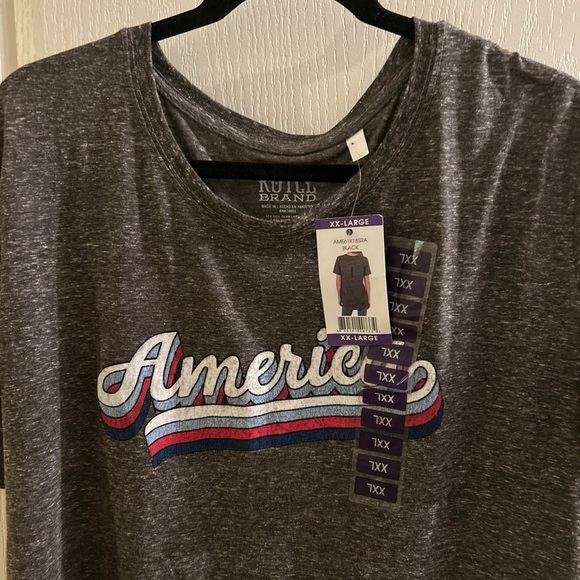 Women's Royce Brand Gray Heather America Patriotic Short Sleeve T-Shirt XXL - Picture 2 of 5